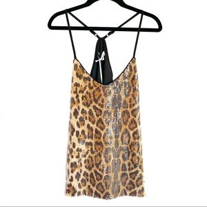 ✨Grace Karin✨ Leopard Sleeveless Sparkle Shimmer Size S